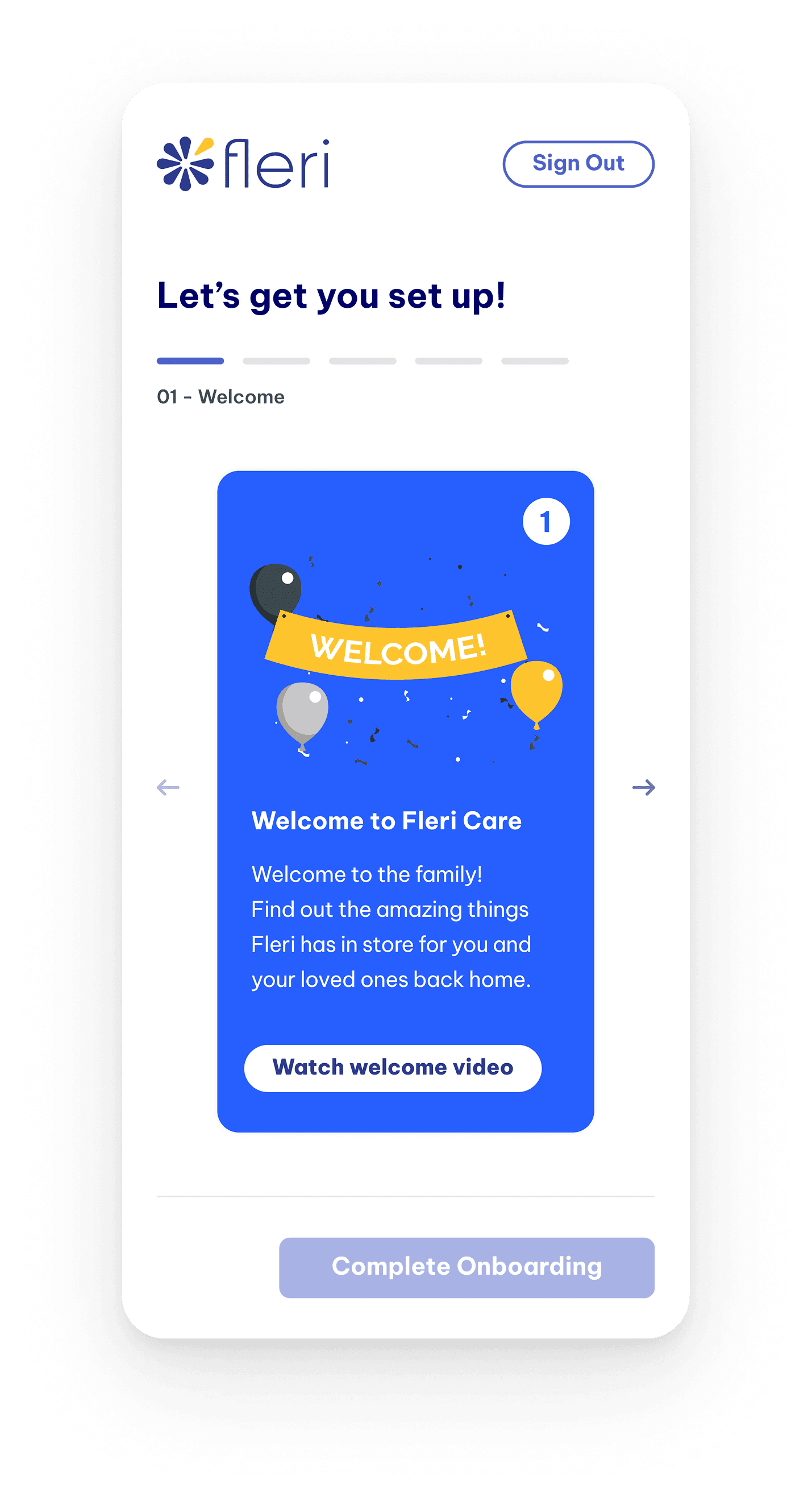 Onboarding — Mobile