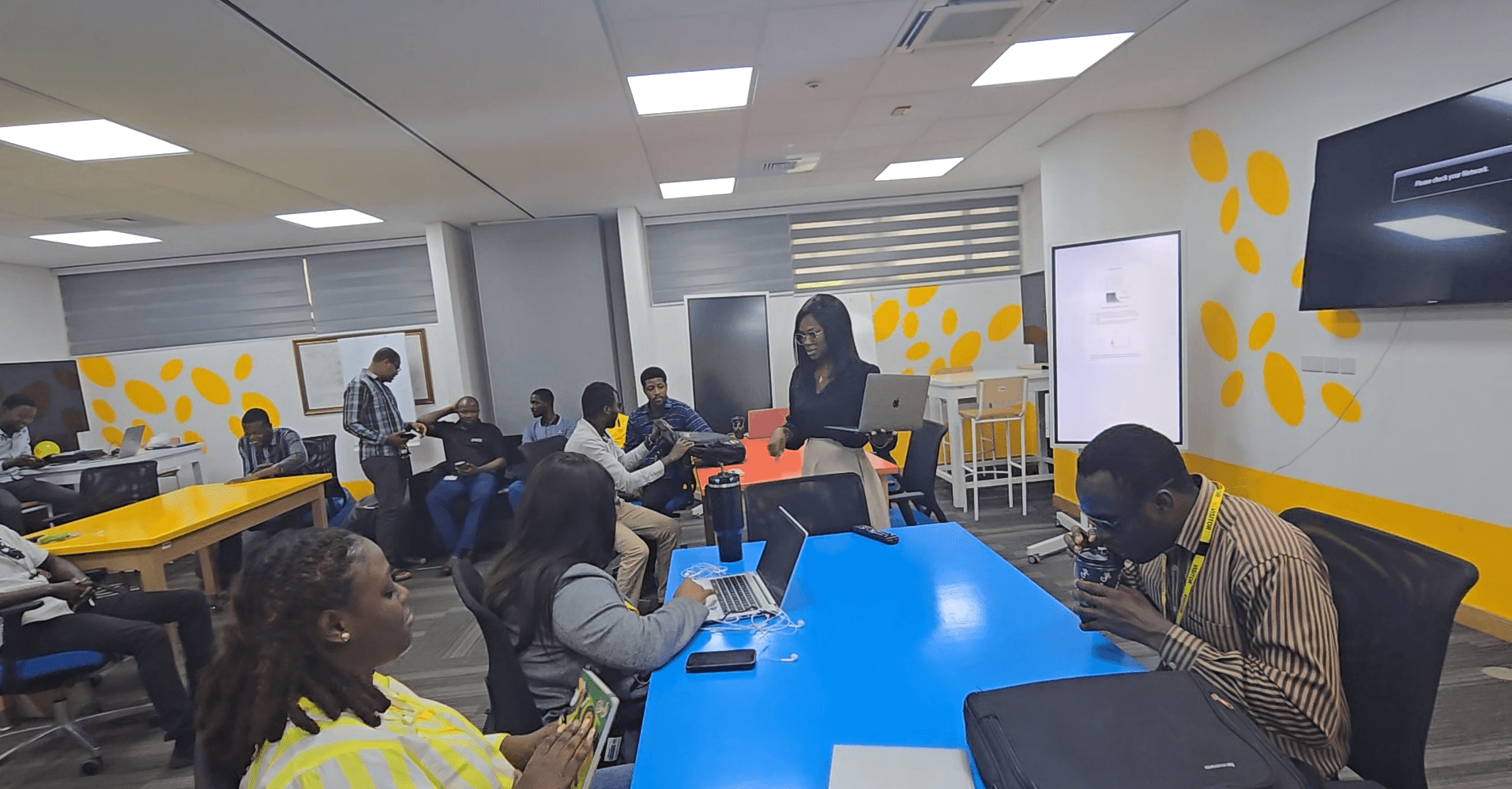 Usability testing session: participants and stakeholders around the testing table