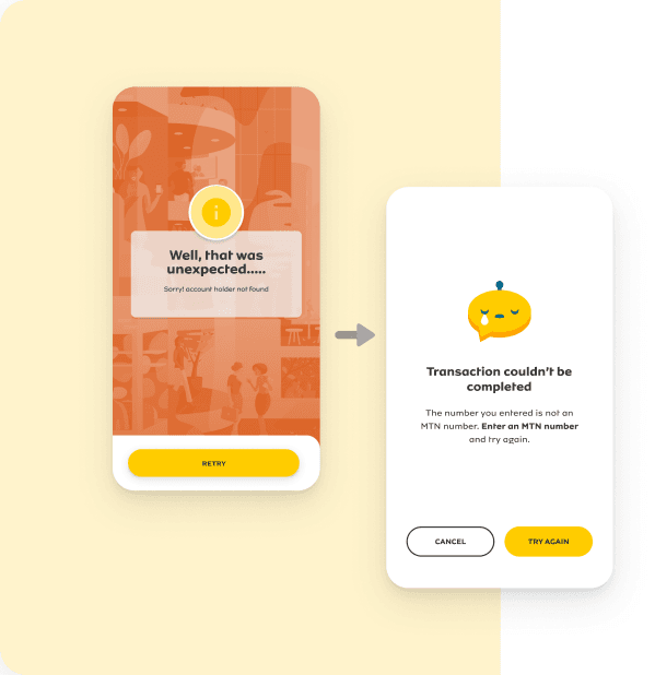 myMTN App - Error, Success & Prompt Messages Redesign