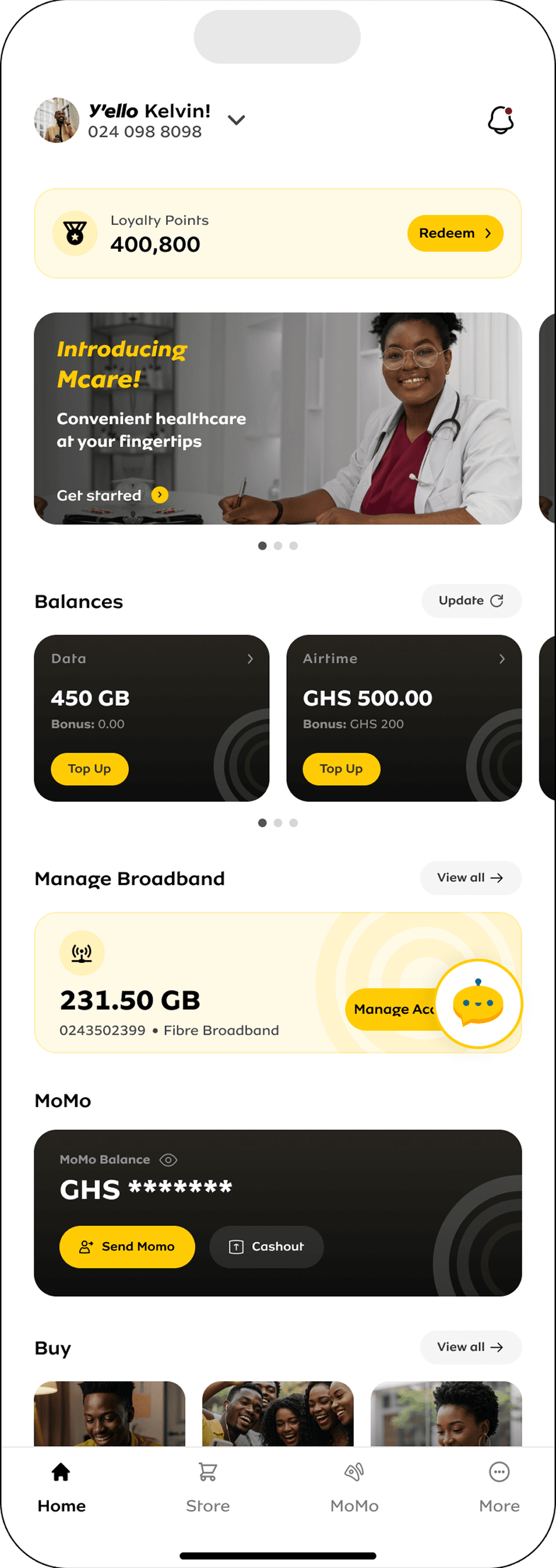 New Interface MoMo Page