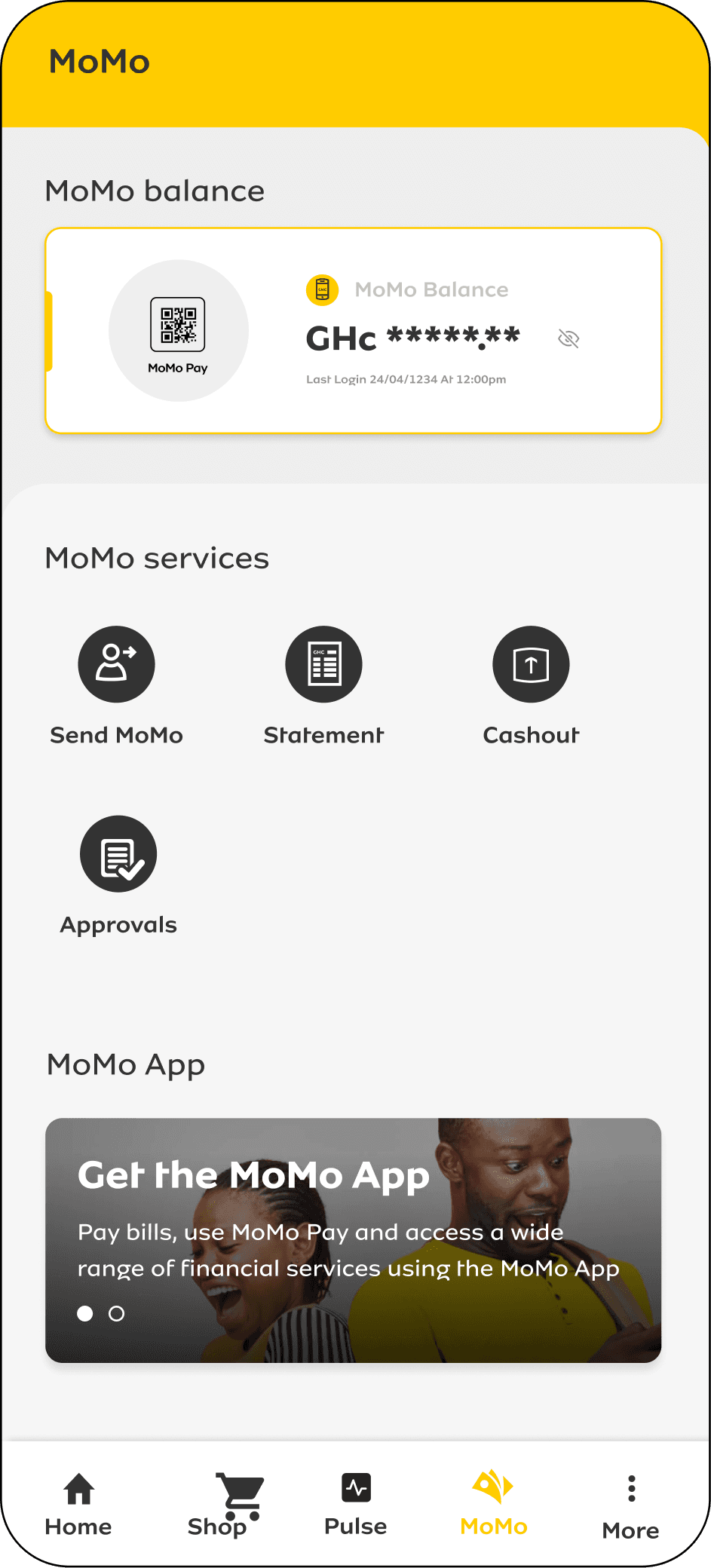 Old Interface MoMo Page