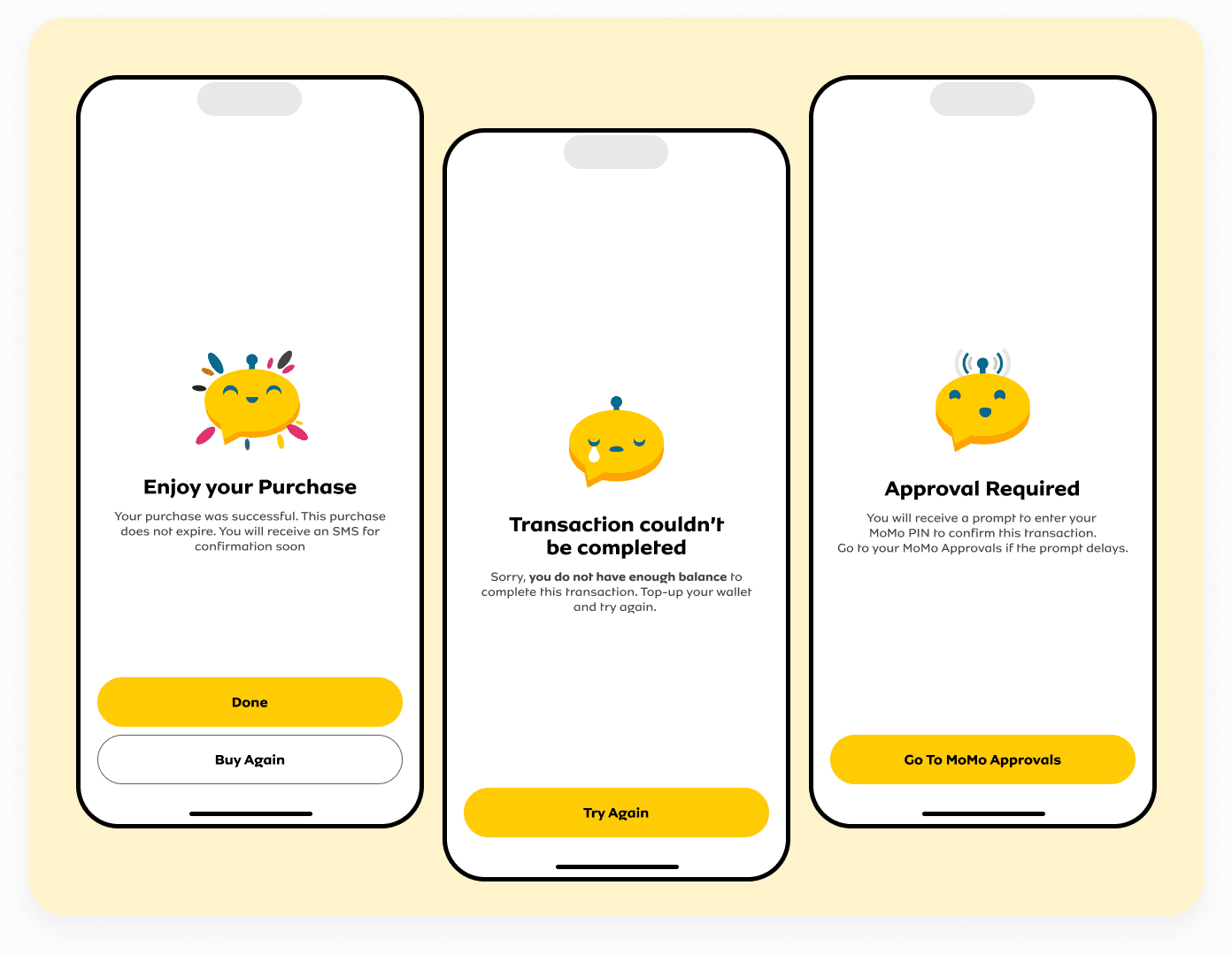 myMTN App — Prompt Messages and Screens Redesign