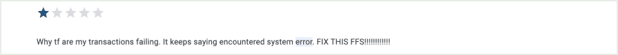 App store review: transactions failing with system error